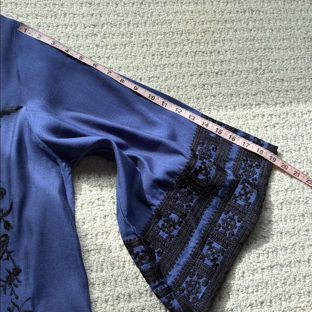 Ethnic by Outfitters Purply Blue 100% Cotton Floral Embroidered Kimono Large - Picture 12 of 14